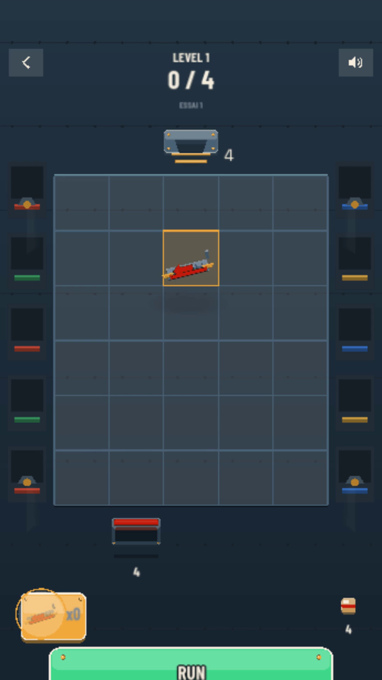 A ramp being dragged onto the board, the target cell highlighted