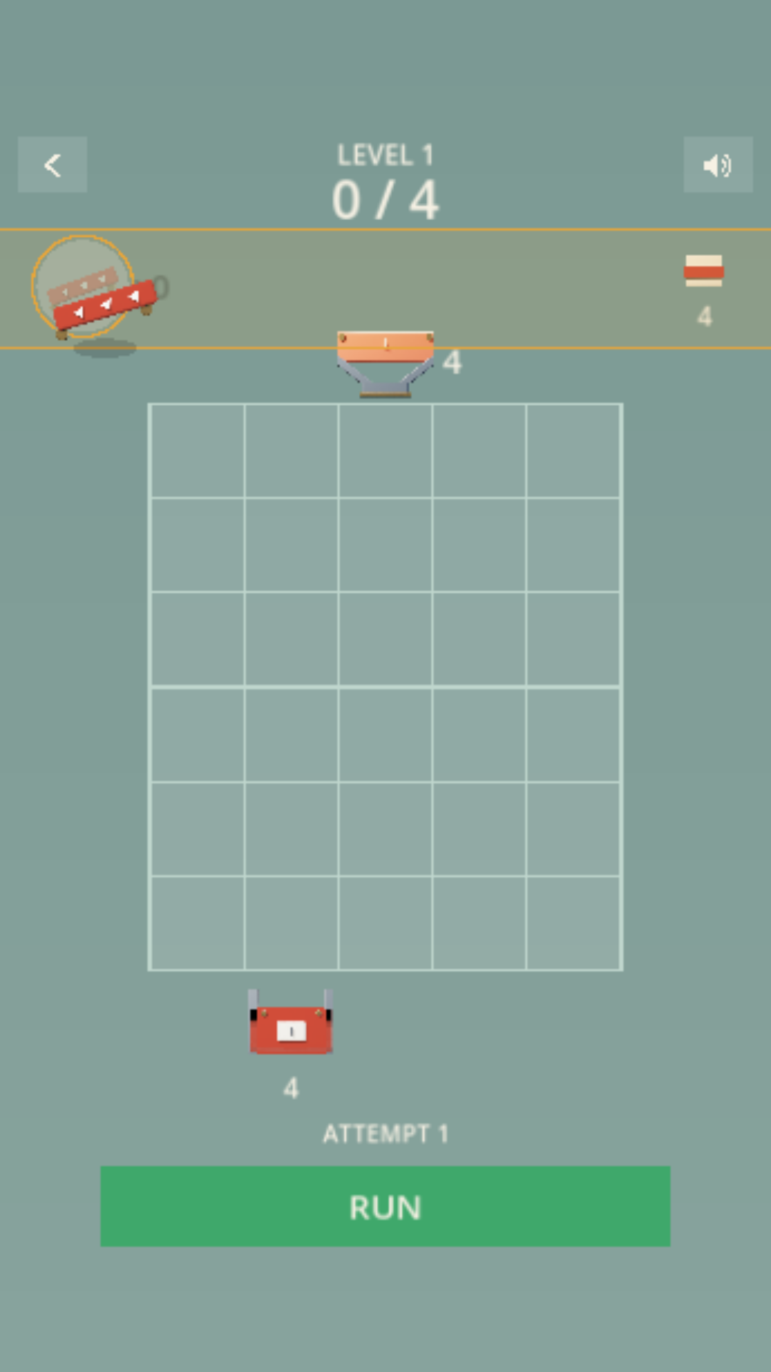 A red ramp and a blue ramp placed on the board, each marked with arrows